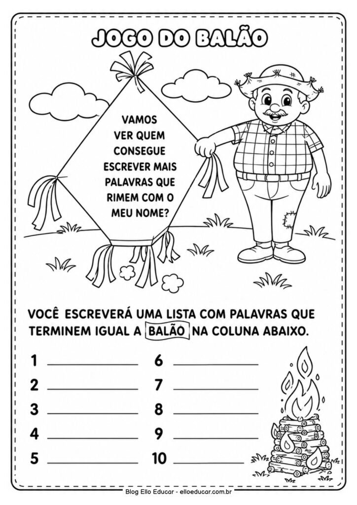 Atividades de Português sobre Festas Juninas para 2° ano
