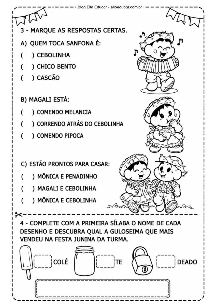 Atividades de Português sobre Festas Juninas para 2° ano