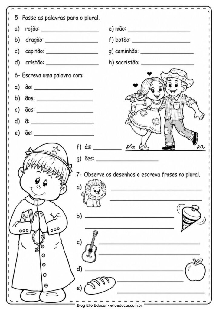 Atividades de Português sobre Festas Juninas para 4° ano
