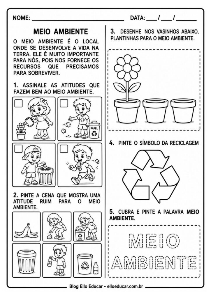 Atividades sobre Meio Ambiente 1° ano