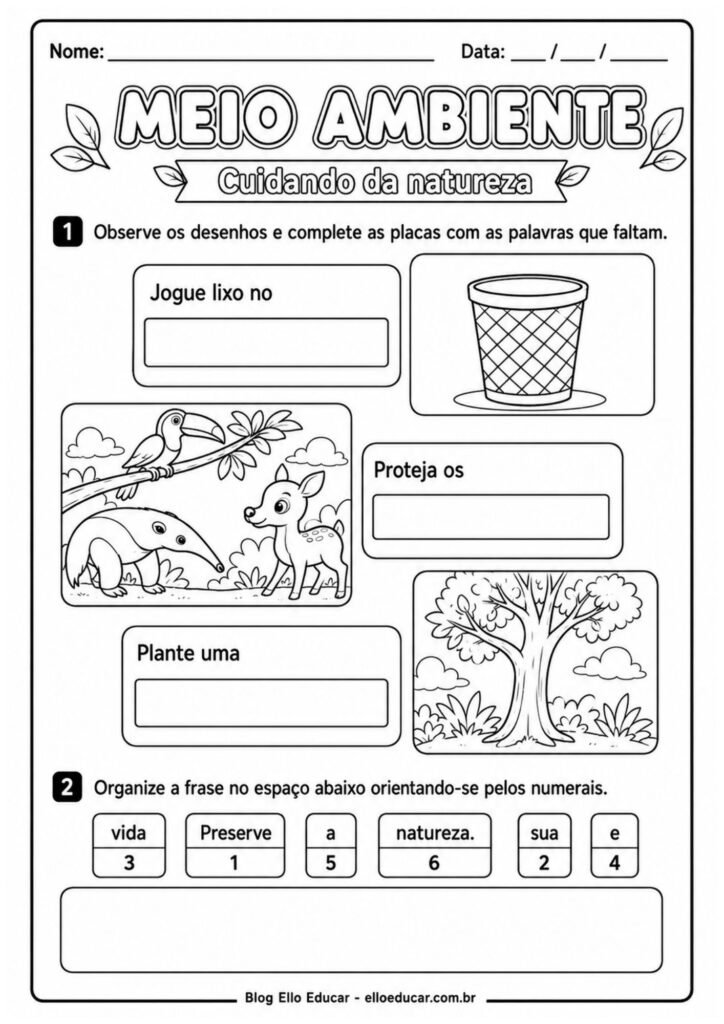 Atividades sobre Meio Ambiente 1° ano