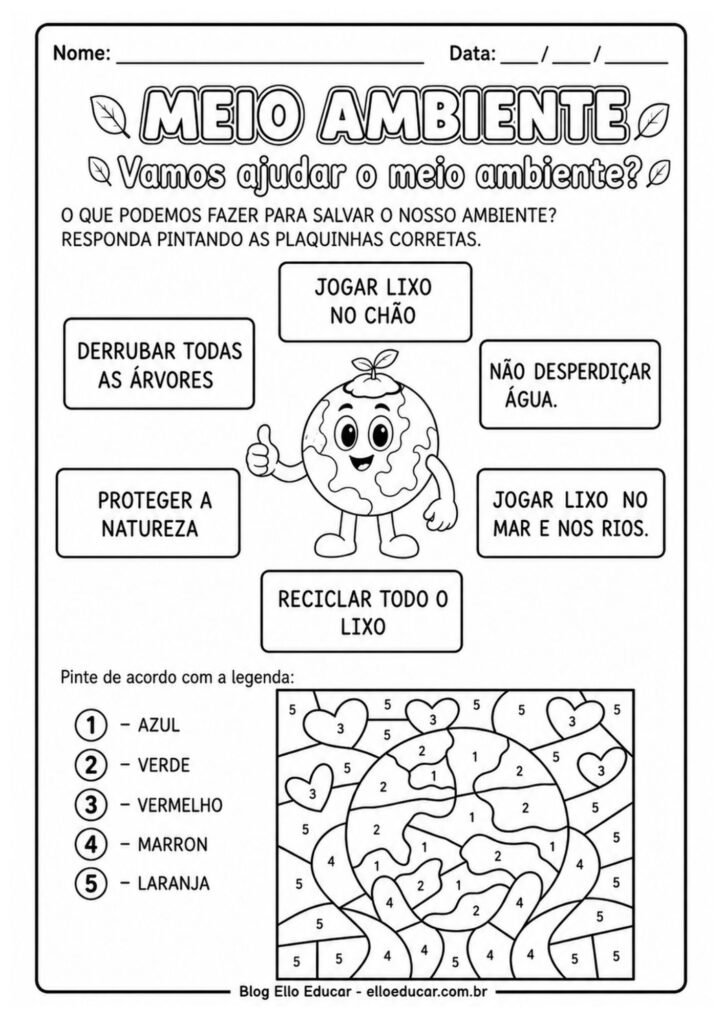 Atividades sobre Meio Ambiente 1° ano