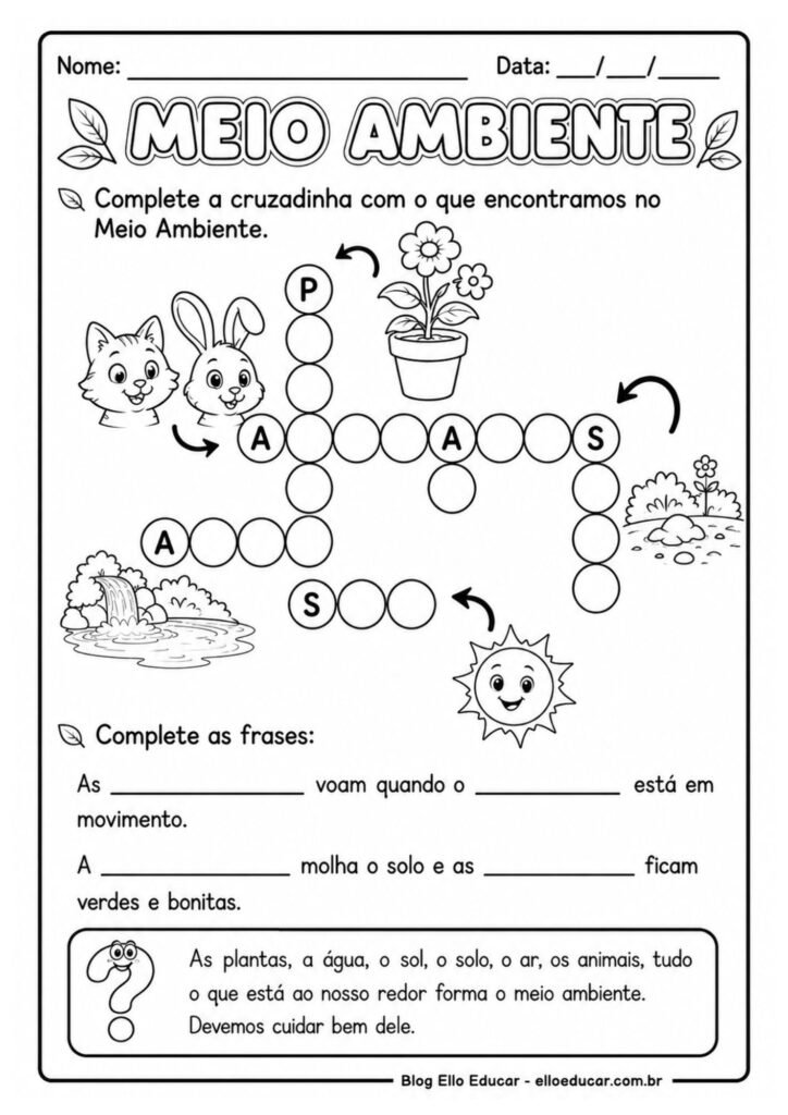 Atividades sobre Meio Ambiente 2° ano