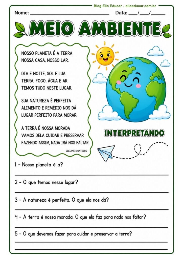 Atividades sobre Meio Ambiente 2° ano
