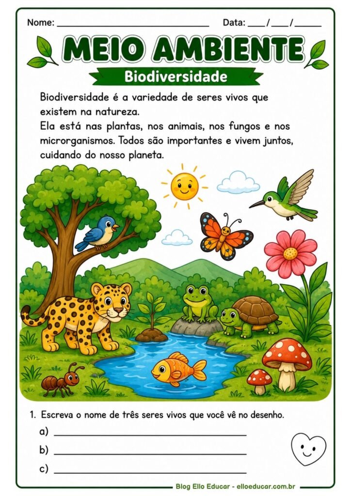 Atividades sobre Meio Ambiente 2° ano