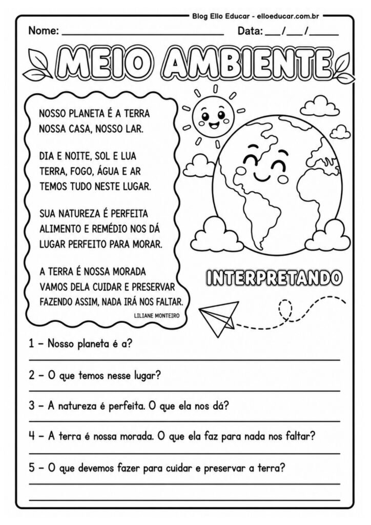 Atividades sobre Meio Ambiente 2° ano