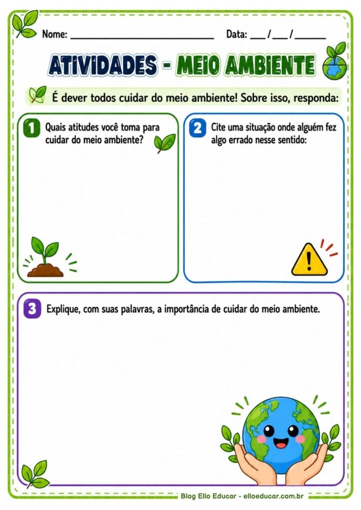 Atividades sobre Meio Ambiente 3° ano