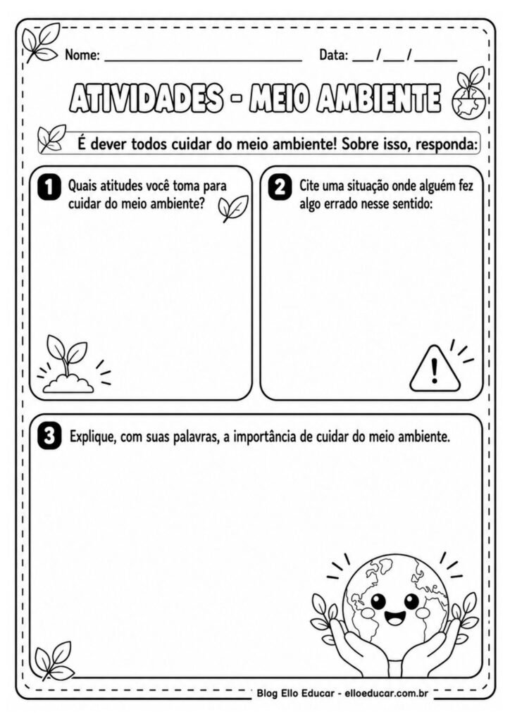 Atividades sobre Meio Ambiente 3° ano