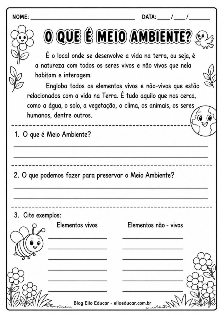 Atividades sobre Meio Ambiente 3° ano