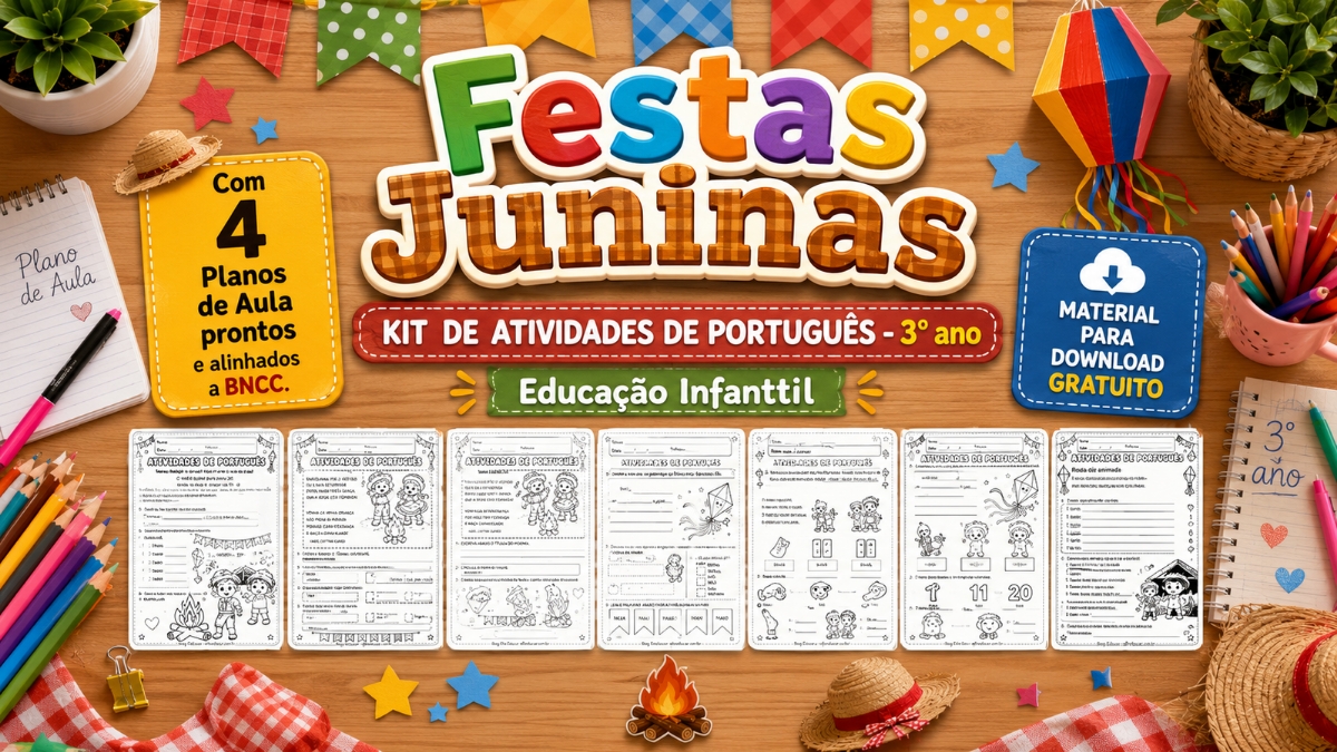 Atividades de Português sobre Festas Juninas para 3° ano.
