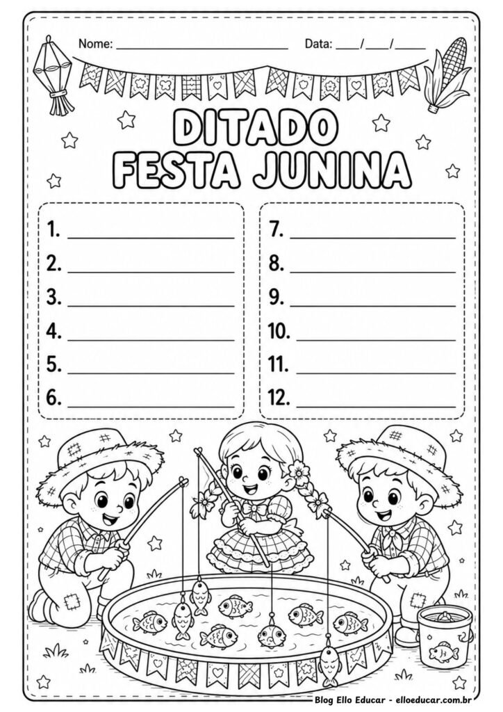 Atividades de Português sobre Festas Juninas para 1° ano.