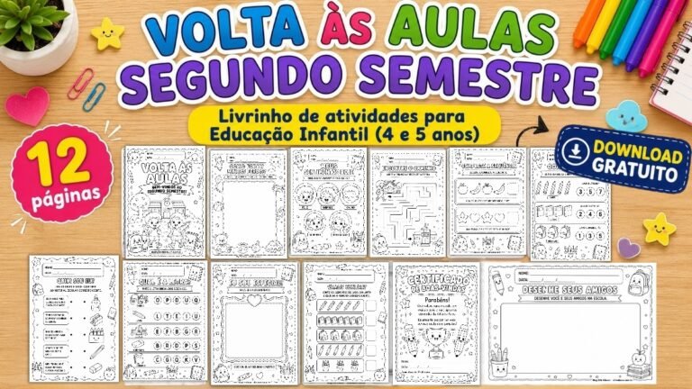 Atividades de volta às aulas no segundo semestre para Educação Infantil
