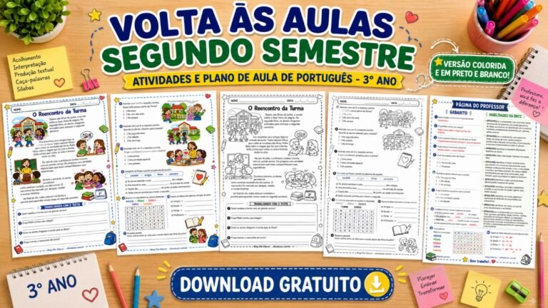 Atividades de volta às aulas segundo semestre 3° ano.