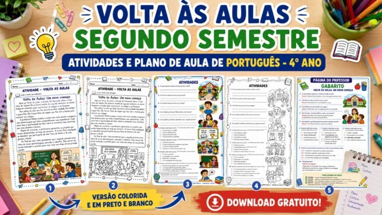 Atividades de volta às aulas segundo semestre 4° ano