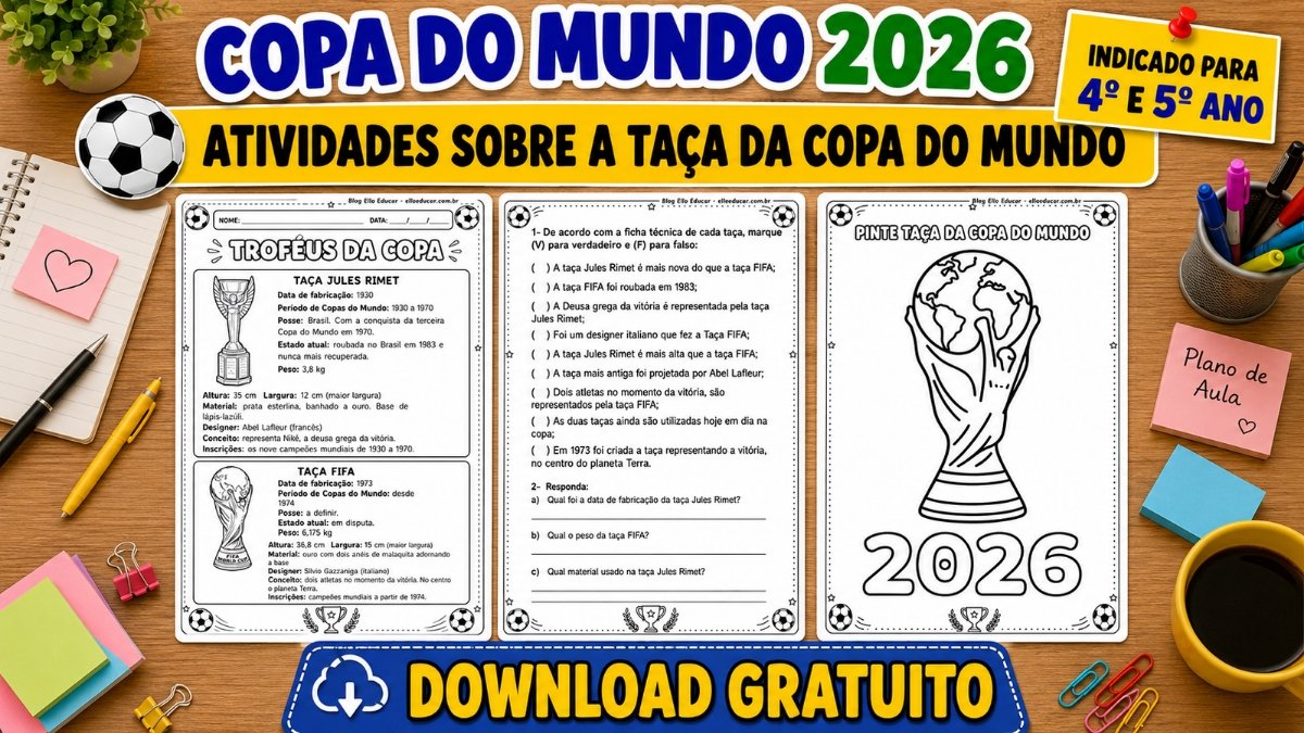 Atividades sobre os troféus da copa do Mundo