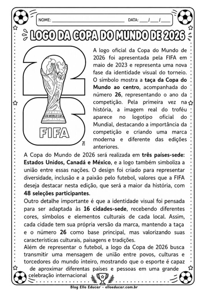 Atividades sobre a Logo da Copa do Mundo.