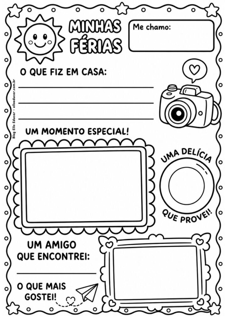 Atividades sobre as férias 1° ano