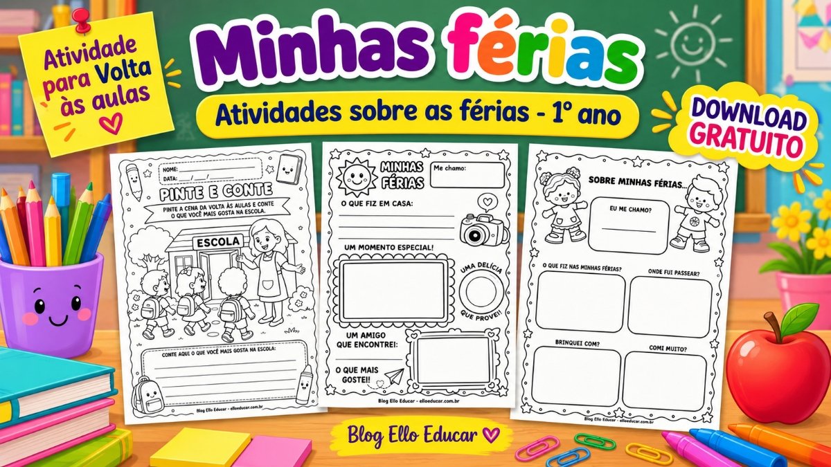 Atividades sobre as Férias 1° ano para Imprimir em PDF (Grátis)