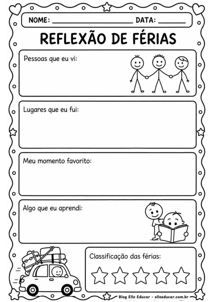 Atividades sobre as férias 3° ano