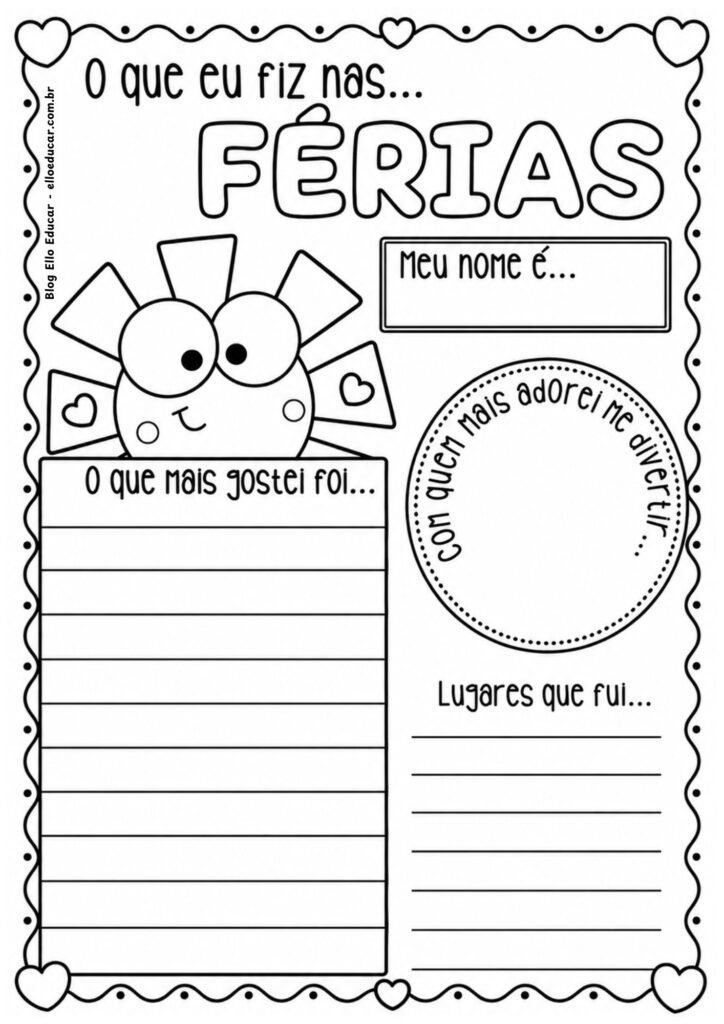 Atividades sobre as férias 3° ano