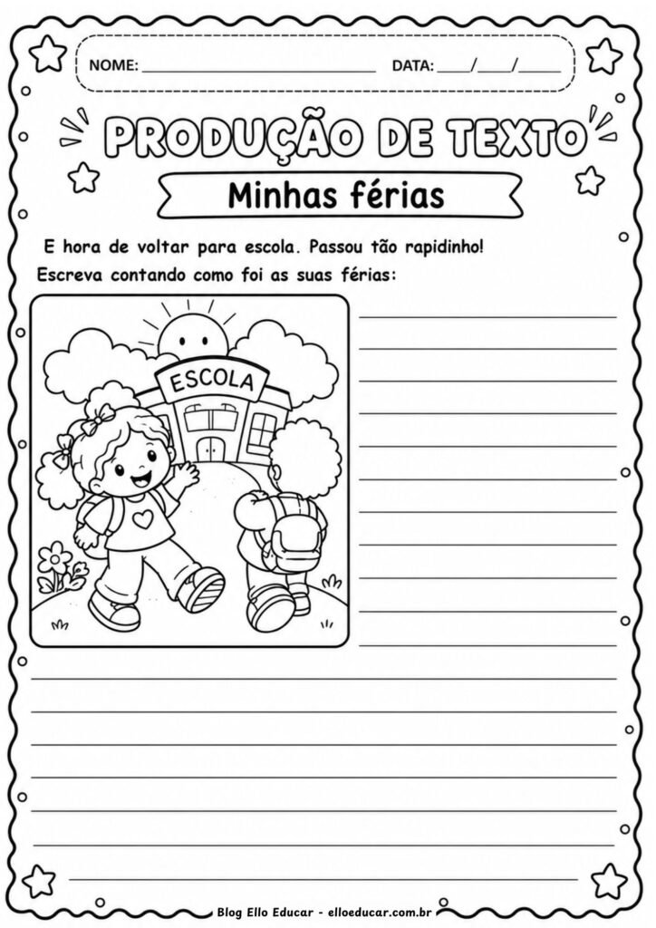 Atividades sobre as férias 4° e 5° ano