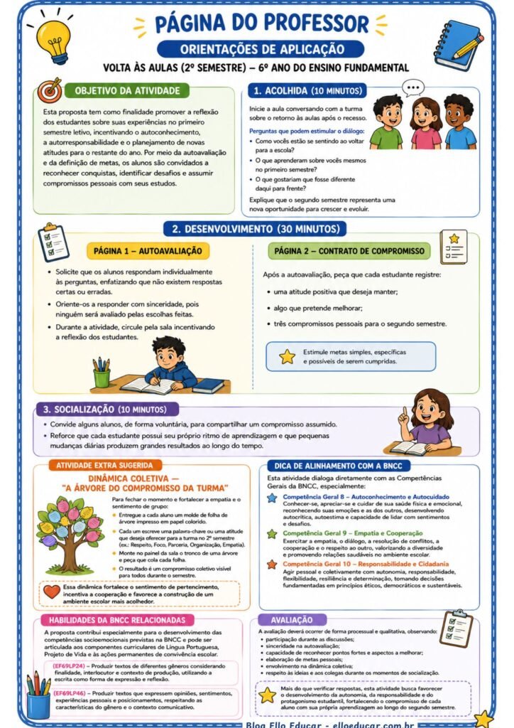 Atividades volta às aulas segundo semestre 6° ano
