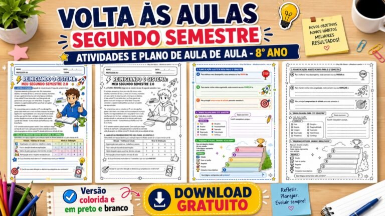 Atividades volta às aulas segundo semestre 8° ano.