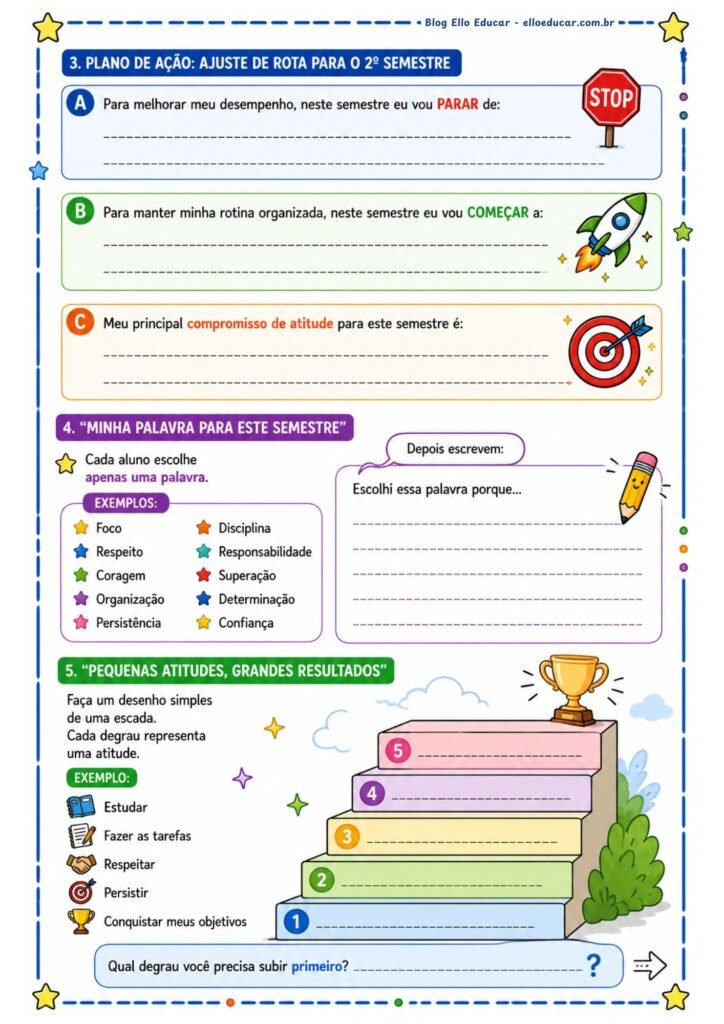 Atividades volta às aulas segundo semestre 8° ano.