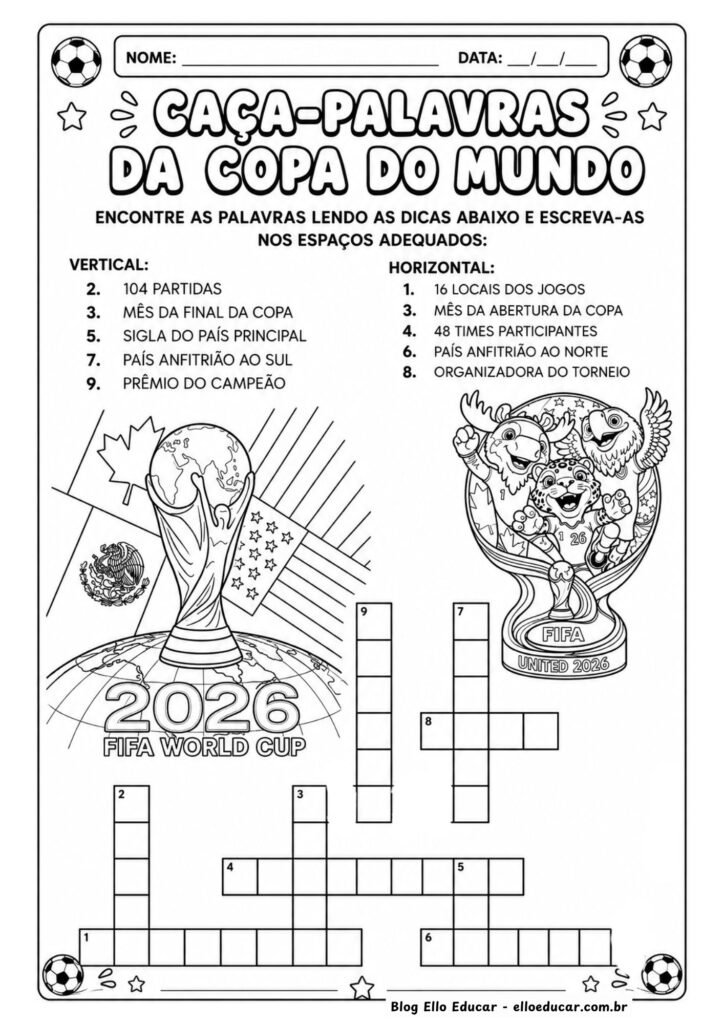 Caça-palavras da Copa do Mundo.