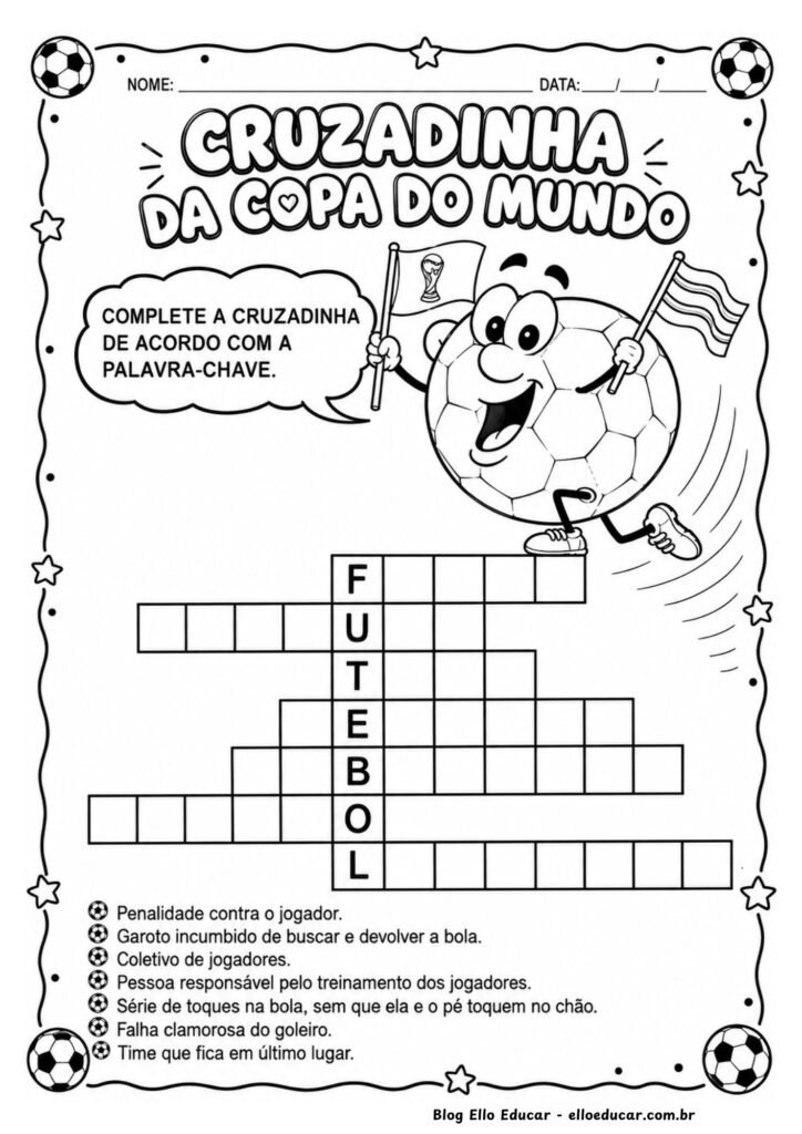 Caça-palavras da Copa do Mundo.