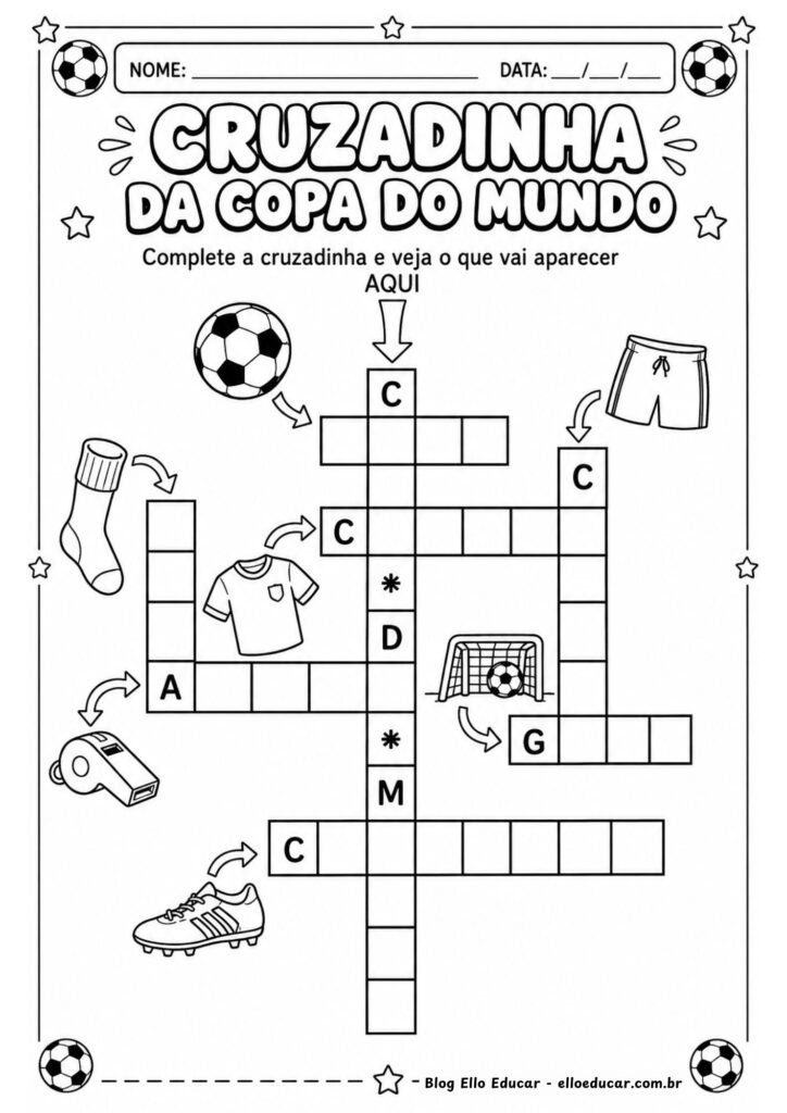 Caça-palavras da Copa do Mundo.