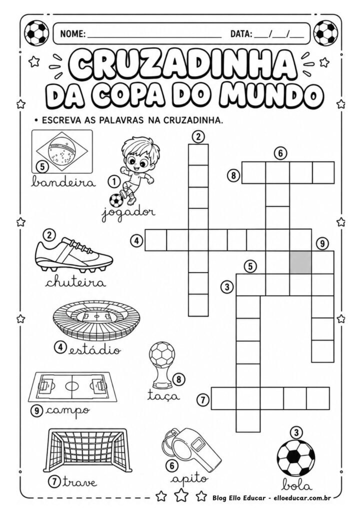 Caça-palavras da Copa do Mundo.