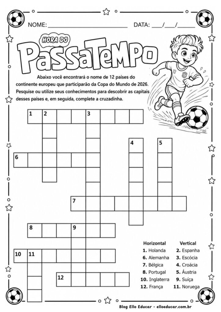 Caça-palavras da Copa do Mundo.