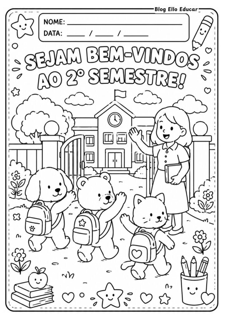 Desenhos volta às aulas Bobbie Goods para colorir.