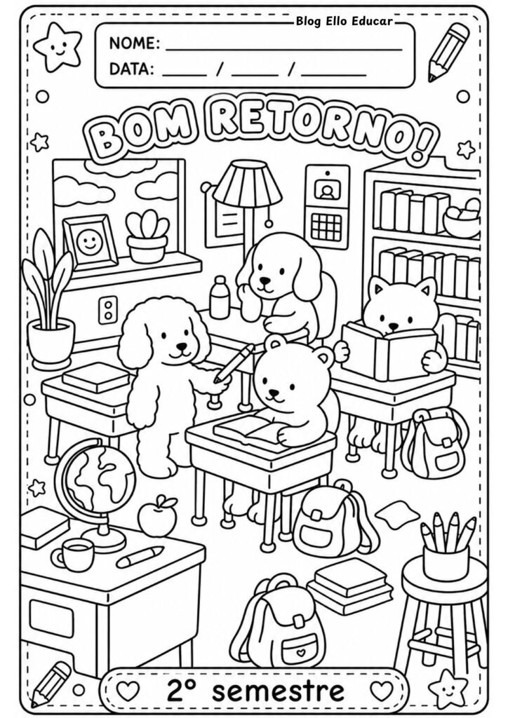 Desenhos volta às aulas Bobbie Goods para colorir.