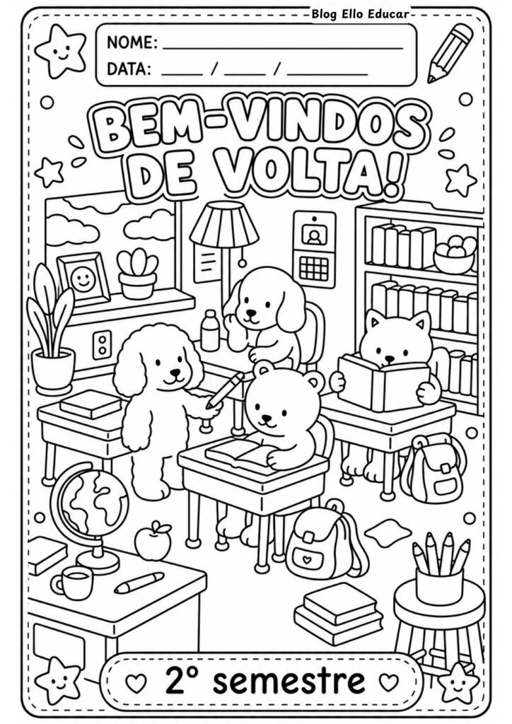 Desenhos volta às aulas Bobbie Goods para colorir.