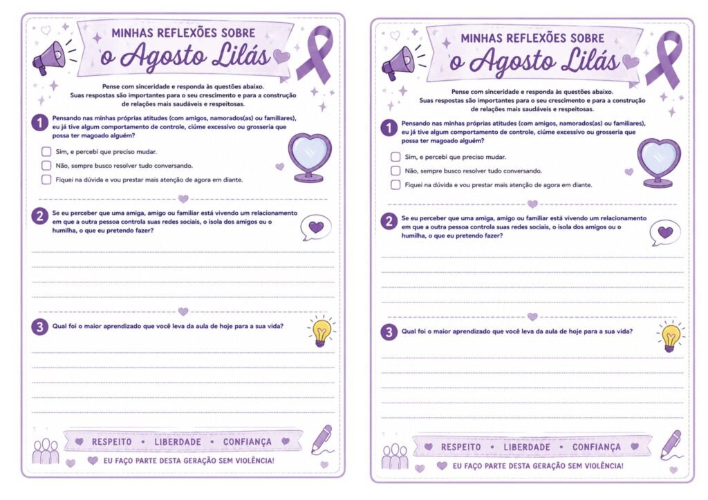 Agosto Lilás na escola - recursos para imprimir