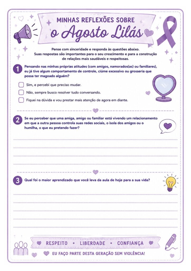 Agosto Lilás na escola - recursos para imprimir