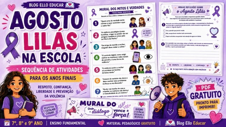 Agosto Lilás na escola - recursos para imprimir