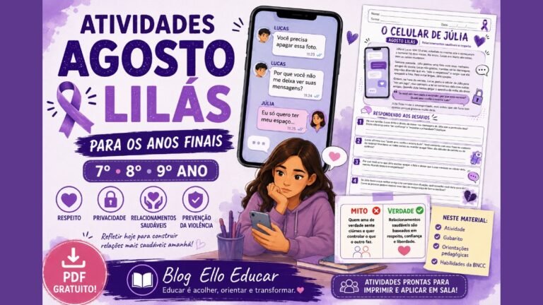 Atividades Agosto Lilás para os anos finais