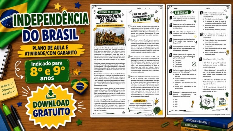 Atividades da Independência do Brasil 8º e 9º ano