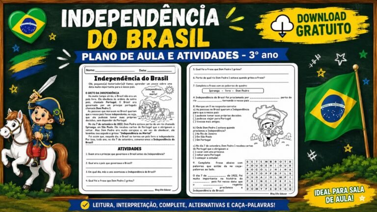 Atividades da Independência do Brasil para 3º ano