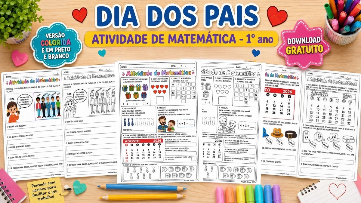 Atividades de Matemática sobre o Dia dos Pais 1º Ano PDF