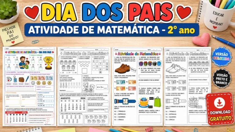 Atividades de Matemática sobre o Dia das Pais 2° ano