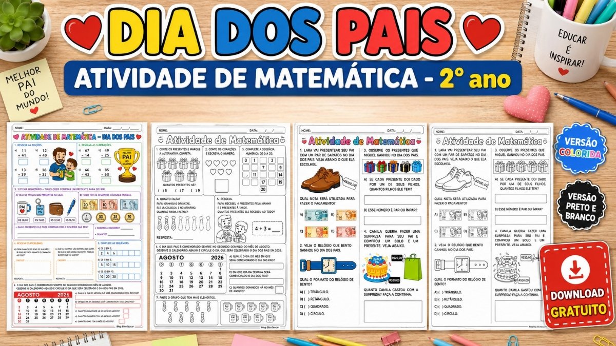 Atividades de Matemática sobre o Dia das Pais 2° ano