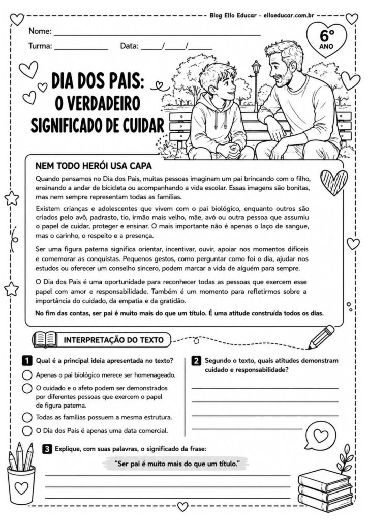 Atividades do Dia dos pais - 6° ano