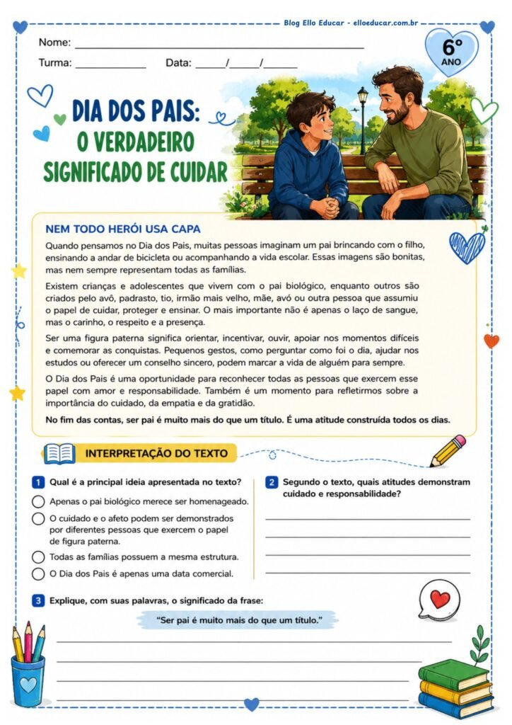 Atividades do Dia dos pais - 6° ano