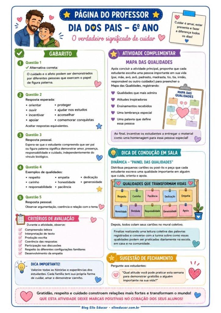 Atividades do Dia dos pais - 6° ano