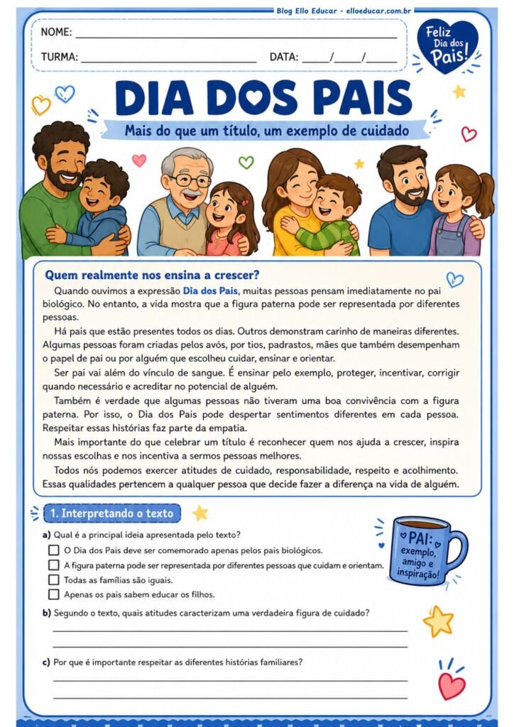 Atividades do Dia dos pais - 7° ano