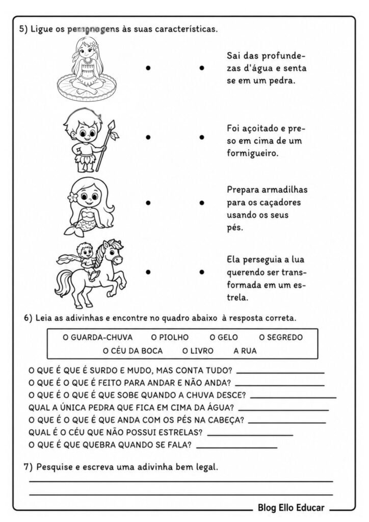 Atividades do Folclore para 4º e 5º ano